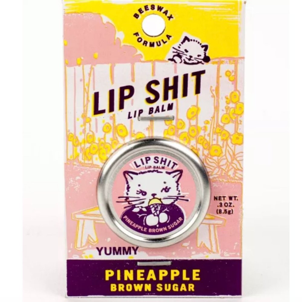 LIP SHIT" LIP BALM-PINEAPPLE BROWN SUGAR Kitty Cat!! NWT